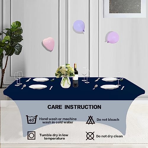 2 Pack 4FT Table Cloth for Rectangular Spandex Jean Blue Cover (2 Count)