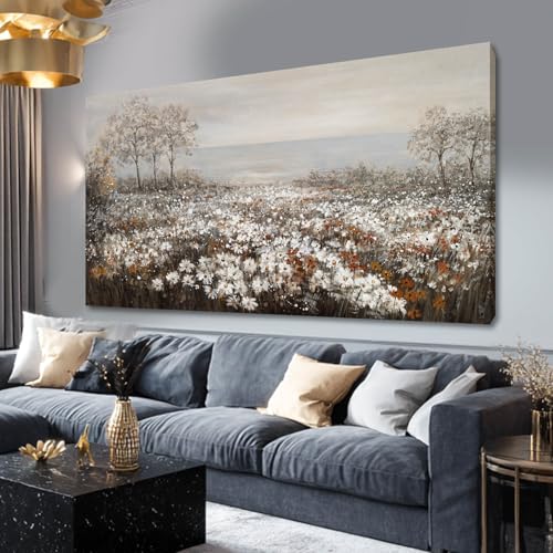 Wildflower Wall Art Rustic Farmhouse Wall Decor Countryside Canvas Prints for Bedroom Large Landscape Painting for Living Room Hallway Decor 29x58 Inch