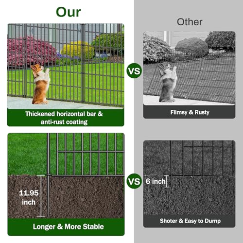 10 Panel No Dig Decorative Garden Fence with Gate 40"H x 23.6'L Dog Barrier (8.2 Sq Ft)