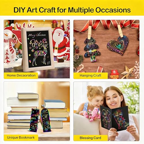 60Pcs Rainbow Scratch Drawing Art Paper Craft Set for Kids Boys Girls (60 Count)