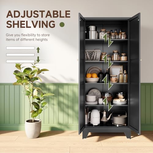75" H Metal Storage Cabinet with 2 Doors and 4 Shelves