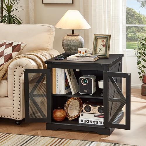 24'' End Table with Charger for Living Room