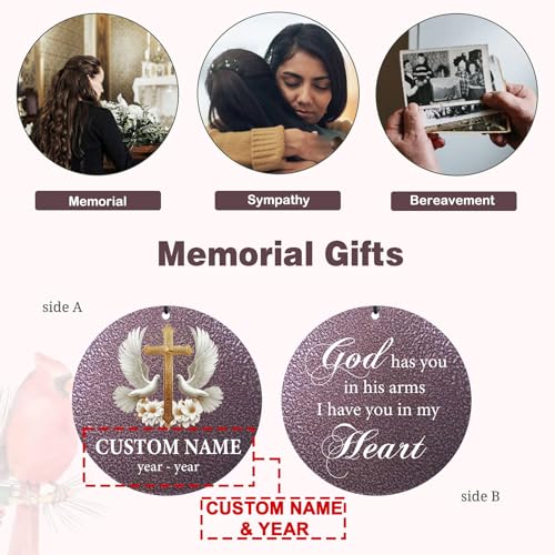 Personalized Memorial Metal Wind Chimes with Cross Dove for Loved
