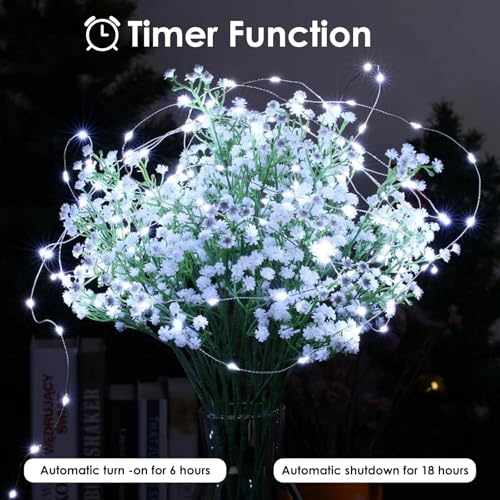 2 Pack Fairy Lights Battery Operated with Remote 66FT 200 LED Cool White (2 Count)