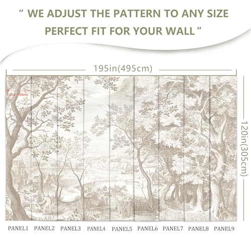 Vintage Beige Forest Woodland Mural Wallpaper
