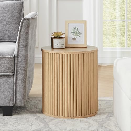 Small Round Side Table Fluted Night Stand Set of 2 (2 Count)
