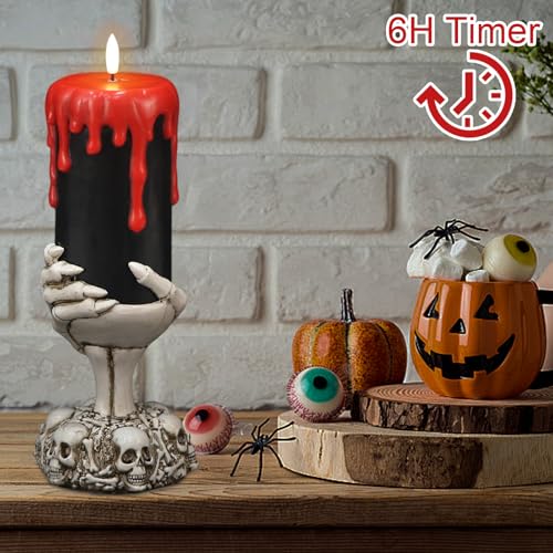 Black Flameless Pillar Candle Battery Operated with 6 Hour Timer