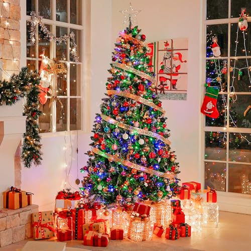 6ft Artificial Prelit Christmas Tree with 250 Multicolor LEDs (1032 Count)