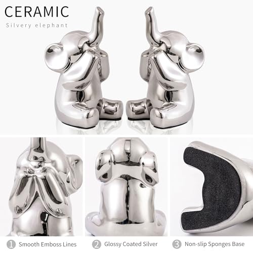 Pair of Small Silver Elephant Figurines (2 Count)