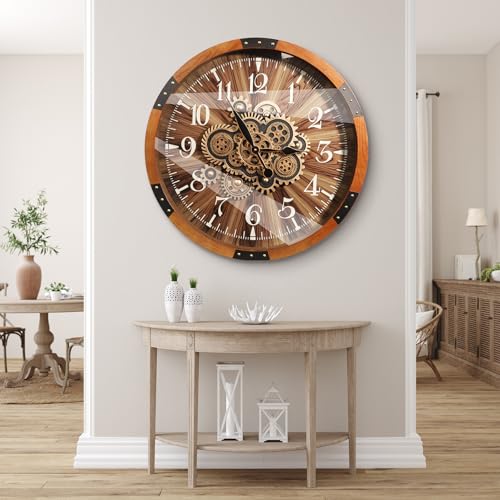 27 inch Large Real Moving Gears Wall Clocks for Living Room Decor