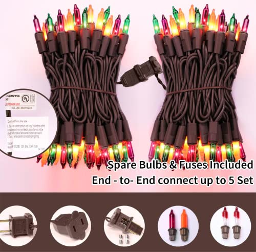 Brown Wire Orange & Purple & Green 100 Incandescent Bulb Mini String Lights for Indoor Halloween Tree Home Garland Birthday Wedding Party Festival Decoration (100 Count)