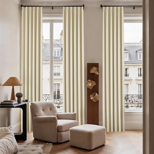 Pinch Pleated Blackout Curtains 84 Inch Length in Warm Cream (2 Count)