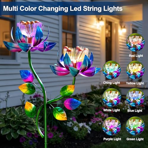 Solar Wind Spinners Blue Twin Flowers for Yard and Garden