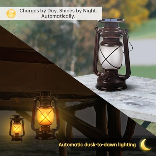 Solar Lanterns Outdoor Waterproof 2 Pack LED Flickering Light (2 Count)