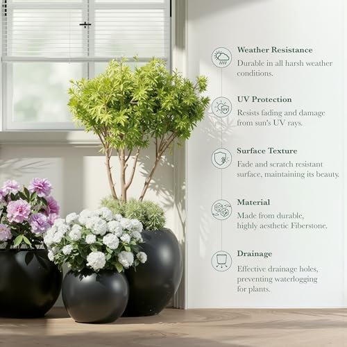 Premium Mt Sherman Fiberstone Sphere Planter for Indoor Outdoor Use