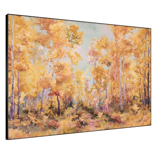 36"x46" Extra Large Framed Wall Art Golden Autumn Forest Path with Vibrant Foliage for Home Living Room Bedroom Decor
