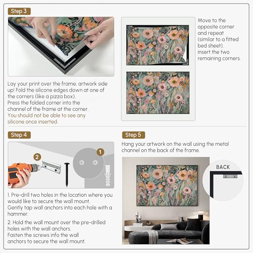 46"x72" Extra Large Framed Wall Art Whimsical Garden Bloom