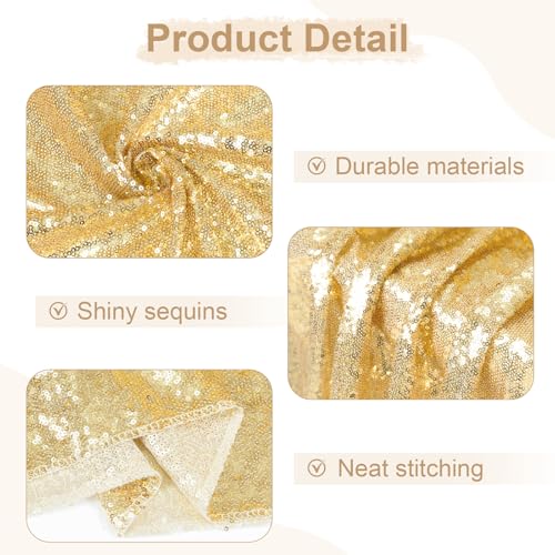 Sequin Tablecloth 90x132 Inch Light Gold for Wedding Party
