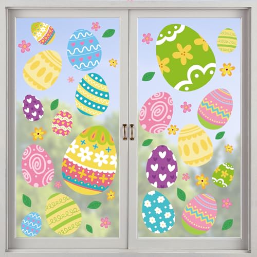 Happy Easter Egg Window Clings 6 Sheets (6 Count)