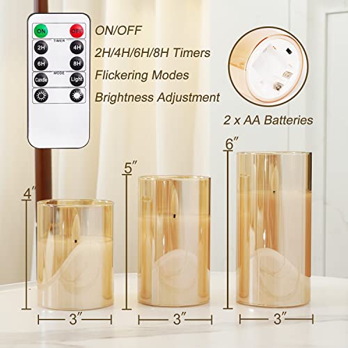 Amber Glass Flameless Candles