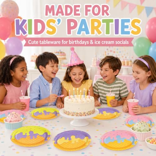 48PCS Ice Cream 7inch Paper Plates (48 Count)
