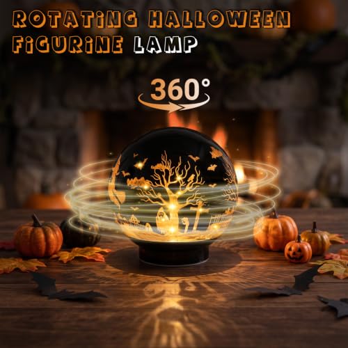 Halloween Decorations Rotating Lamp with Timer Halloween Figurine Light
