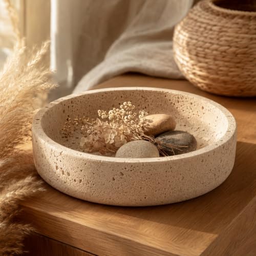 Natural Travertine Decorative Bowl 8"