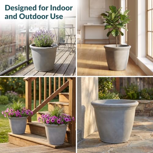 Sunnydaze Anjelica 15.25'' Large Plastic Planter Pot for Plants (4 Count)
