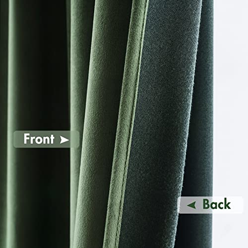 Olive Green Blackout Velvet Curtains Drapes 108 Inch Long 52"x108" (2 Count)