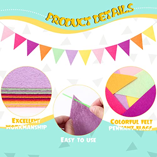 9.8FT Rainbow Pom Pom Tassel Garland for Classroom Felt Candy Color (43 Count)