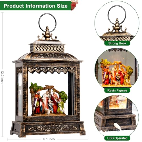 Christmas Snow Globes Lantern Christmas Snow Globe with Music Nativity Scene