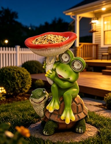 Frog Turtle Solar Garden Statue Light Outdoor Figurine for Yard Decor