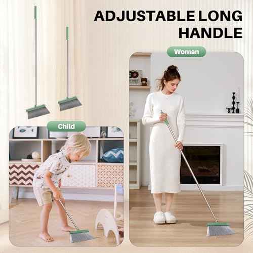 Dark Teal Green Broom and Dustpan Set