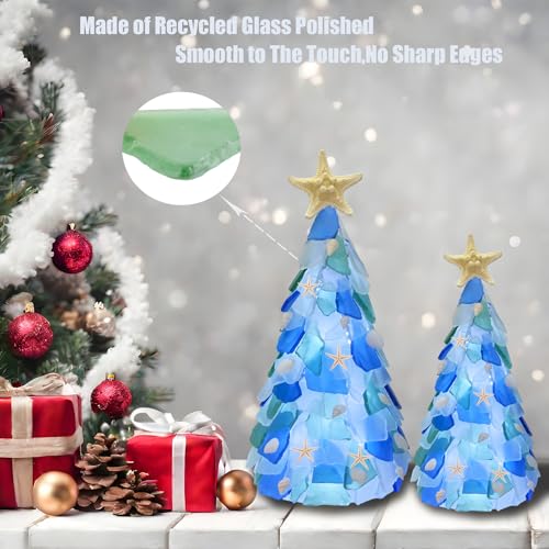 Christmas Tree DIY Kit Sea Glass Pieces for DIY Crafts Christmas Craft DIY Christmas Tree Lights Lamp Christmas Ornament Crafts