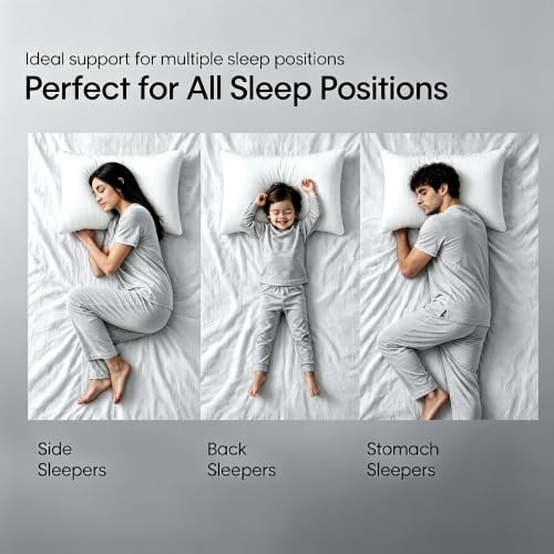 White Striped Feather & Down Pillows Queen Size Set of 2 (2 Count)