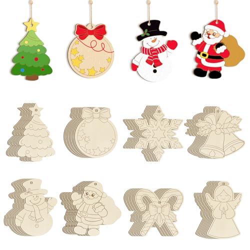 80PCS Wooden Christmas Ornaments to Paint (80 Count)