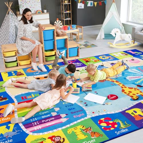 BENRON 7x10 Playroom Rug for Kids Washable