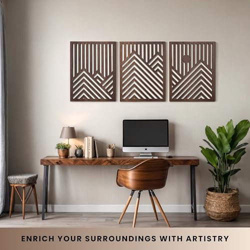 Modern Wooden Wall Sculptures (3 Count)