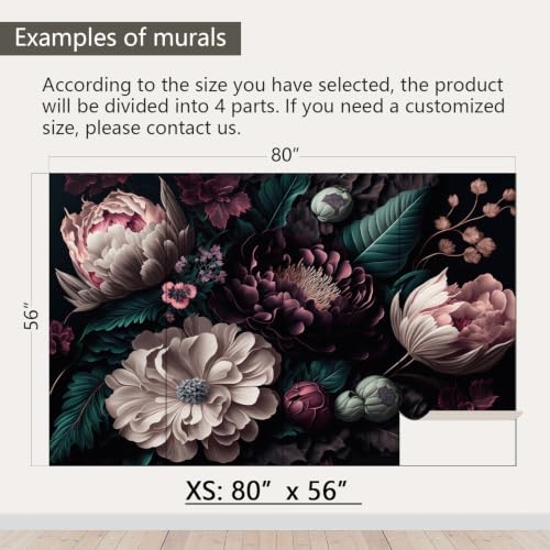 Vintage Dark Flower Peel and Stick Wallpaper Wall Mural