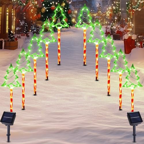 Solar Christmas Tree Pathway Lights Outdoor Decorations (10 Count)