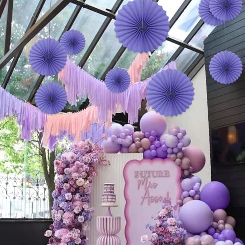 Purple Party Decorations Purple Paper Fans Bulk 16inch DIY Set