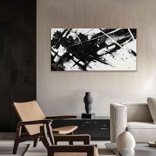 Abstract Wall Art For Living Room Black And White Wall Art 24 × 48 Inch