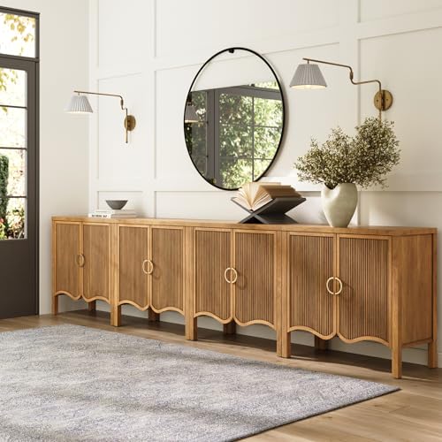 Scott Transitional Fluted Accent Cabinet or Storage Cabinet for Living Room or Entryway with Solid Wood Panel