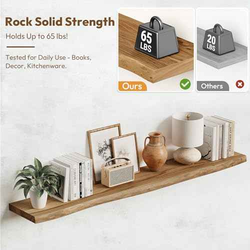 Wood Floating Shelves Live Edge 55” Set of 1