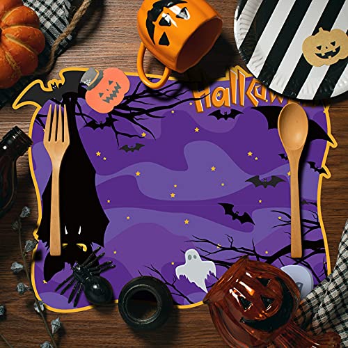 6 Pack Halloween Plastic Placemats Pumpkin Spider Ghost Table Mats (6 Count)