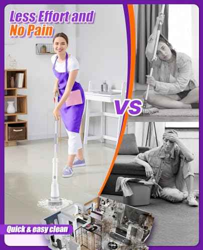 6-in-1 Cordless Electric Spin Scrubber with Long Handle