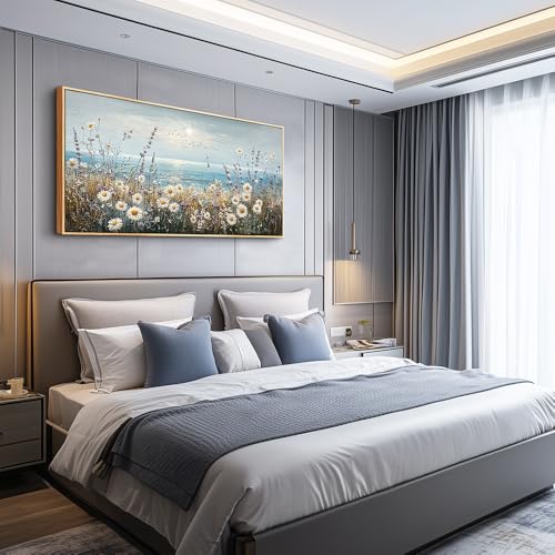 Wall Decor For Living Room Wall Art For Bedroom Office Decorations Blue Ocean Paintings Flowers Watercolour Wall Pictures Canvas Artworks Home Decor Ready To Hang Wood Framed 20x40 In