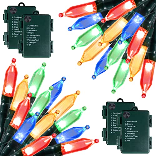 Christmas Lights 4 Pack 50 LED 18 FT Battery Powered Multicolor (4 Count)