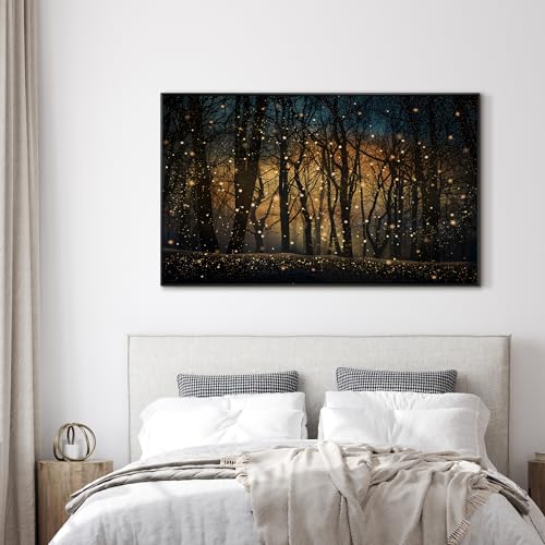 30"x60" Extra Large Framed Wall Art Magical Firefly Night Forest