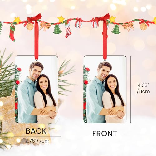 2 Pack Personalized Christmas Ornaments 2025 Wood Custom Photo Text Hanging Ornament for Christmas Tree Decorations (2 Count)